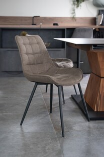 HOME DELUXE Polsterstuhl Esszimmer IKALO - 2er Set - Webstoff Grau-Braun 