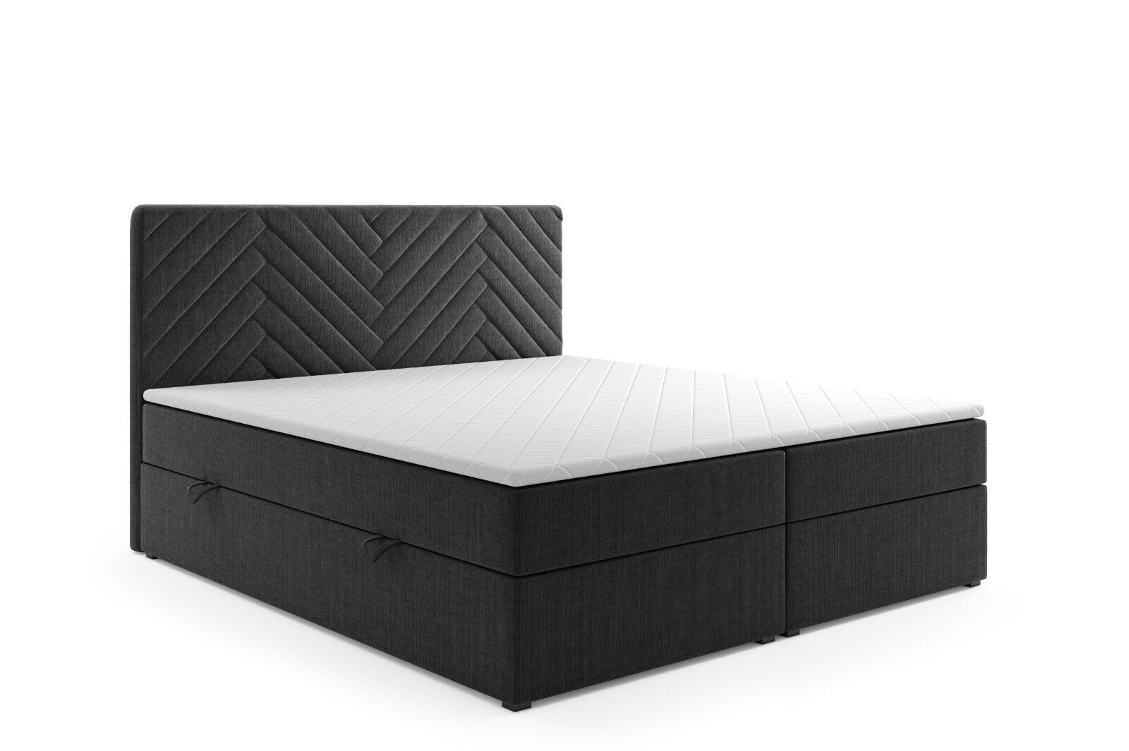 M-Punkt Boxspringbett MALIBU mit Bettkasten 180 x 200 cm - Schwarz 