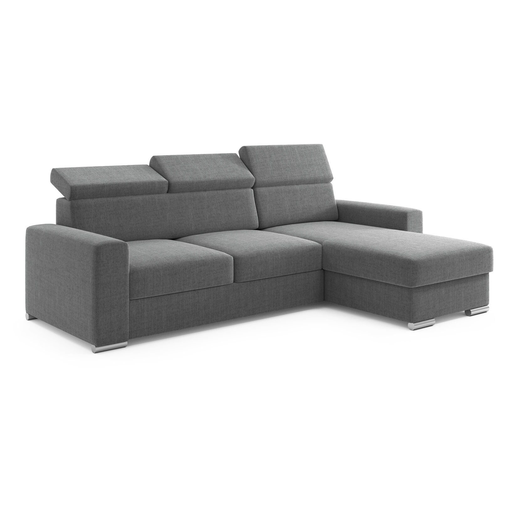 M-Punkt Ecksofa TOKIO mit Bett und Bettkasten Sofa/Schlafsofa - Anthrazit/Grau