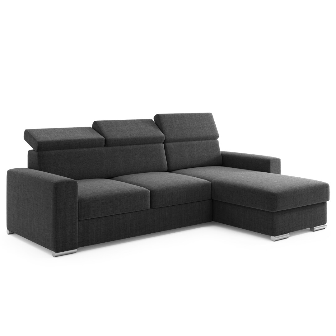 M-Punkt Ecksofa TOKIO mit Bett und Bettkasten Sofa/Schlafsofa - Schwarz 