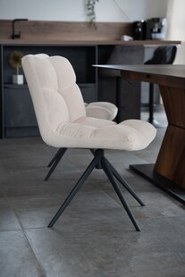 HOME DELUXE Esszimmerstuhl drehbar 2er Set NODA  – Cord Creme 