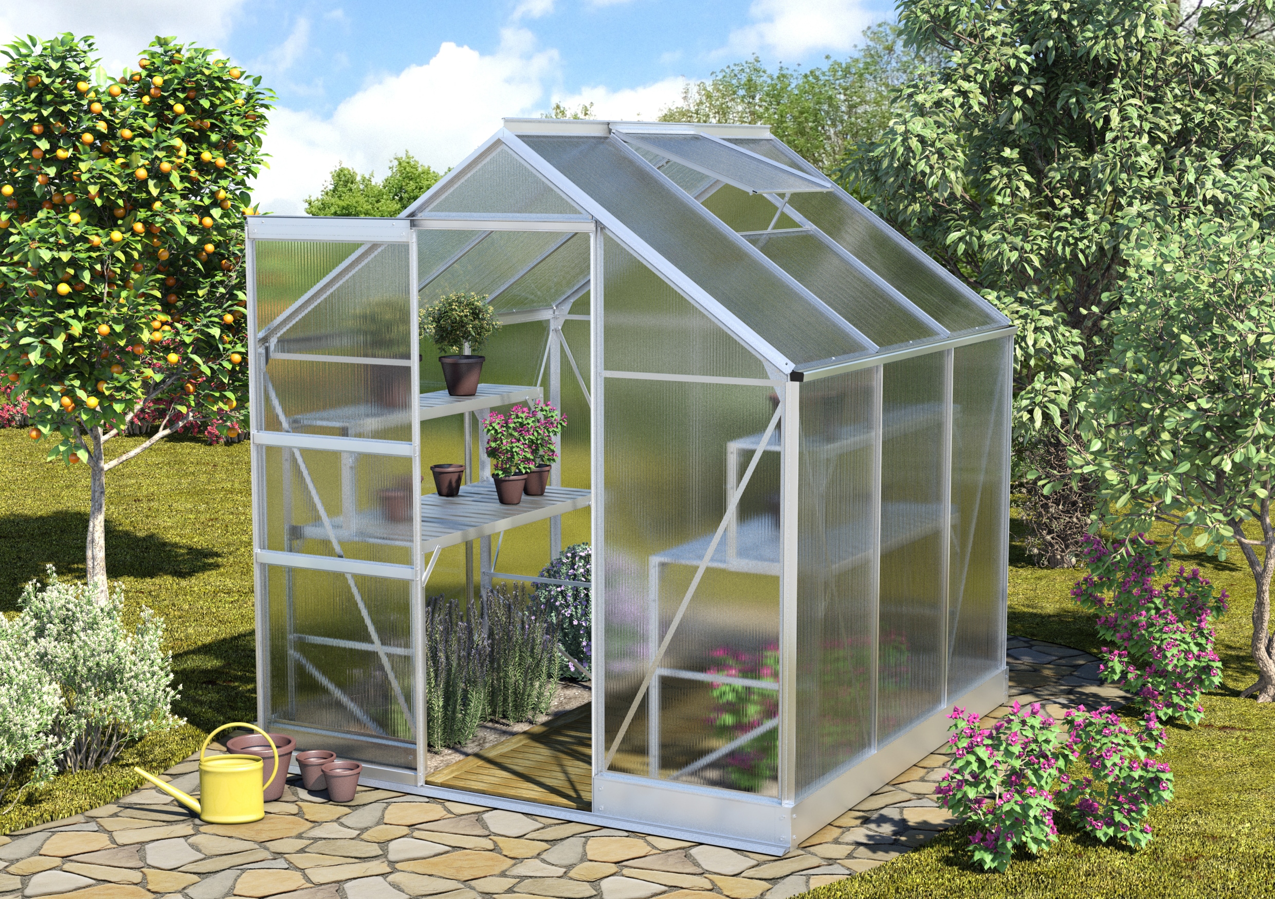 Comfort Edition Apollo 3800 HKP4mm, alu inkl. automatischem Fenster&ouml;ffner, Alutisch und Tropfschlauch f&uuml;r Hoch- und Fr&uuml;hbeete 