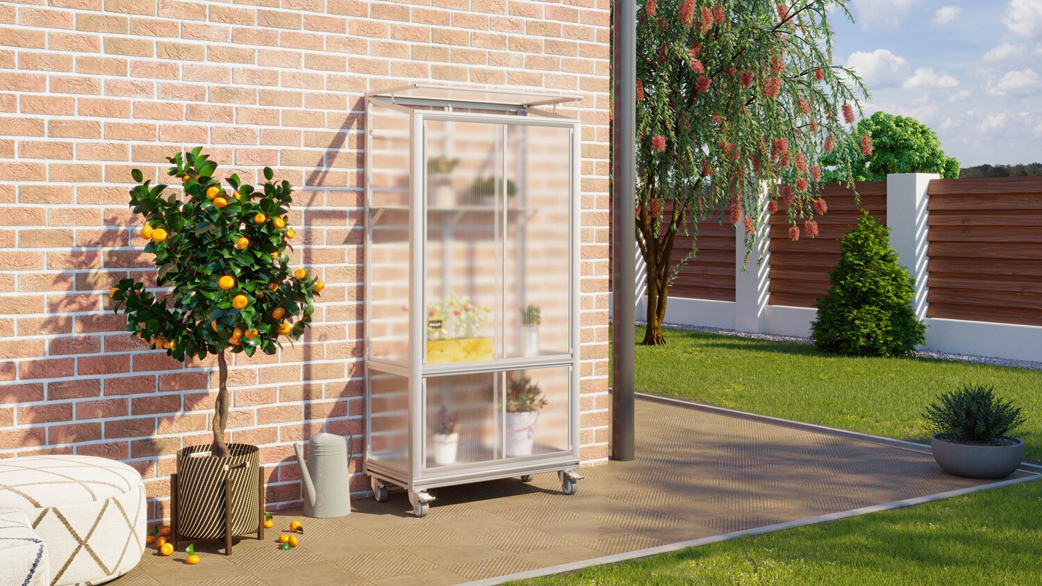 Comfort Edition Polis Balkongew&auml;chshaus HKP4mm Rollfund. Inkl. Zusatzregal 