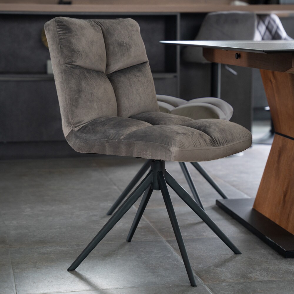 HOME DELUXE Esszimmerstuhl drehbar 2er Set NODA &ndash; Samt Hellgrau 