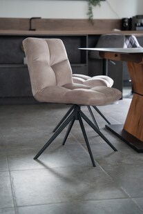 HOME DELUXE Esszimmerstuhl drehbar 2er Set NODA  – Samt Hellbraun 