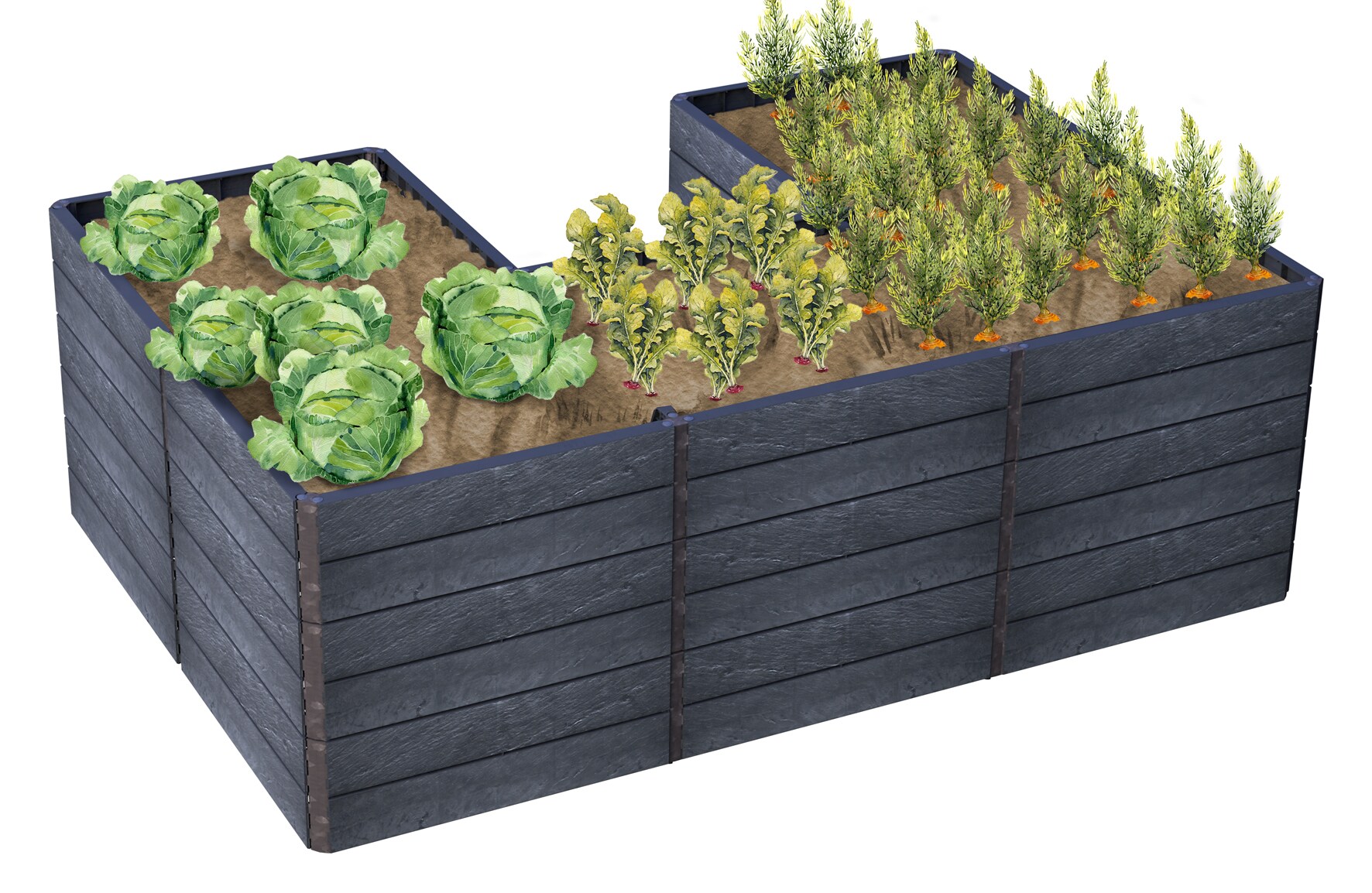 GARANTIA ERGO QUADRO U L 75 Hochbeet Stone, inkl. FLORA Wassersparsystem 