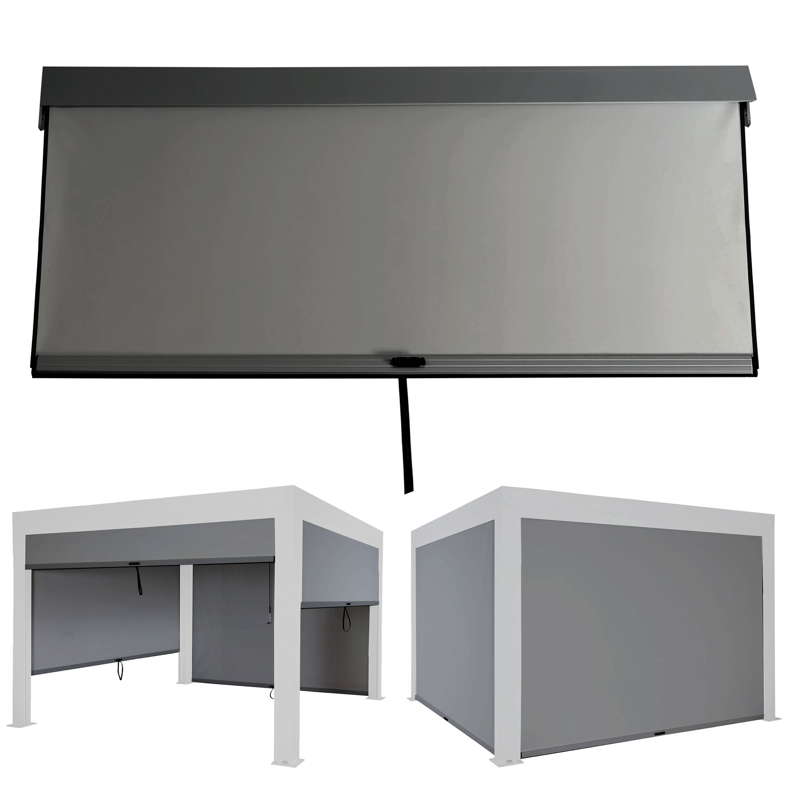 Seitenwand f&uuml;r Pergola MCW-L46, Pavillon Rollo Ersatzseitenwand, Stoff/Textil sturmfest 3x4m ~ anthrazit 