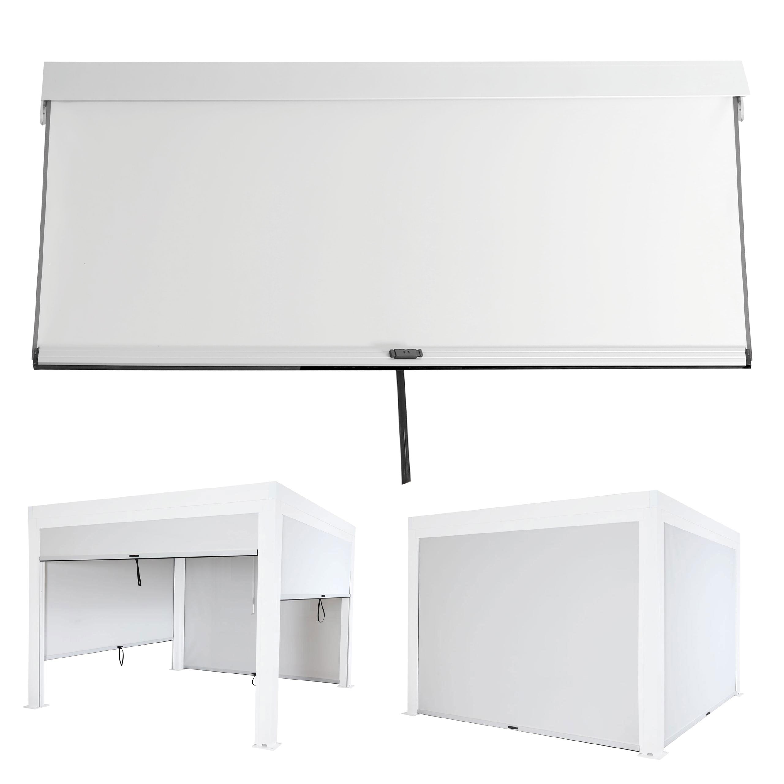 Seitenwand f&uuml;r Pergola MCW-L46, 4er-Set Pavillon Rollo Ersatzseitenwand, Stoff/Textil sturmfest 3x3m ~ wei&szlig; 