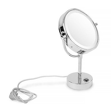 Stand-Kosmetikspiegel mit LED-Beleuchtung | Verchromt | Mit Vergrößerung 