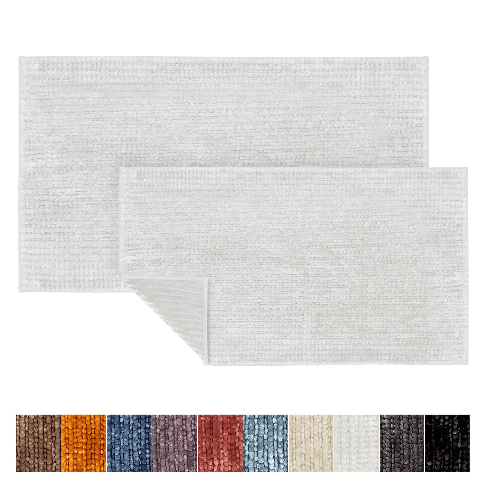 Karat Badematte | Coral | Chenille-Struktur | Wei&szlig; 