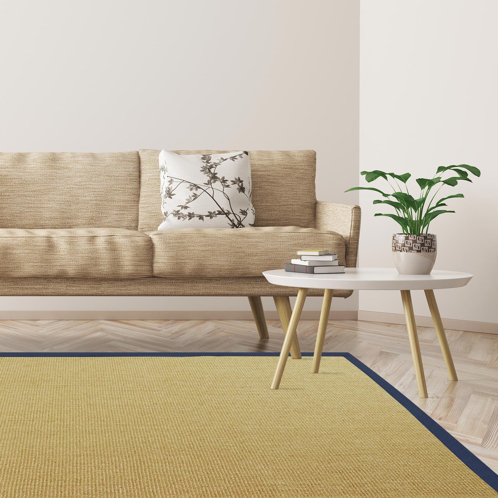 Karat Sisal-Teppich Amazonas | Natur | Bord&uuml;re: Jeans / Denim 