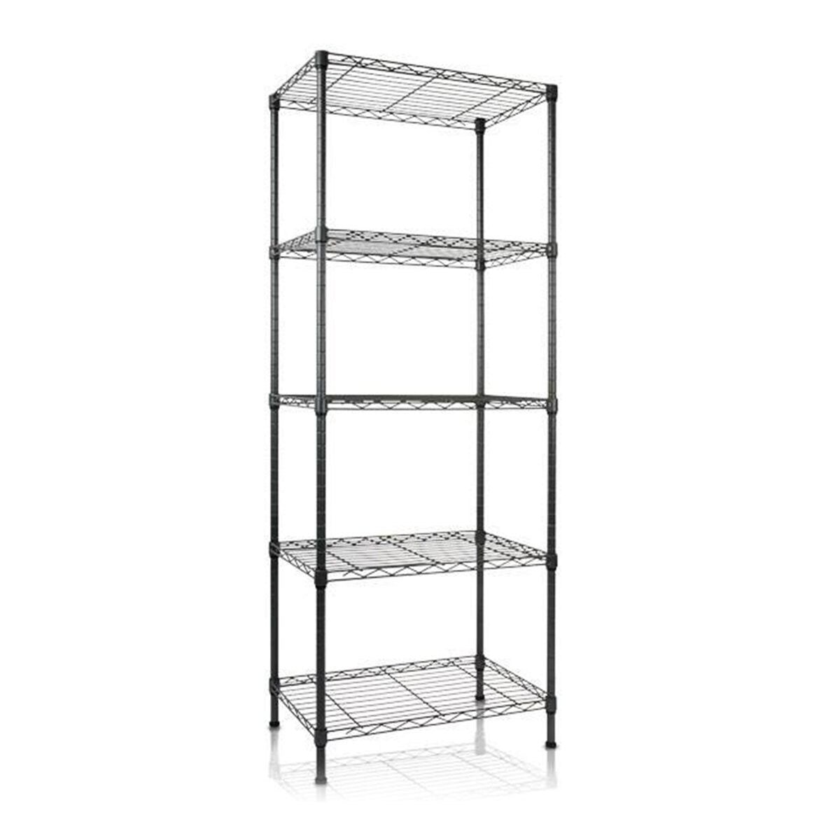 Metallregal Rocky   Pulverbeschichtet schwarz   5 Böden
