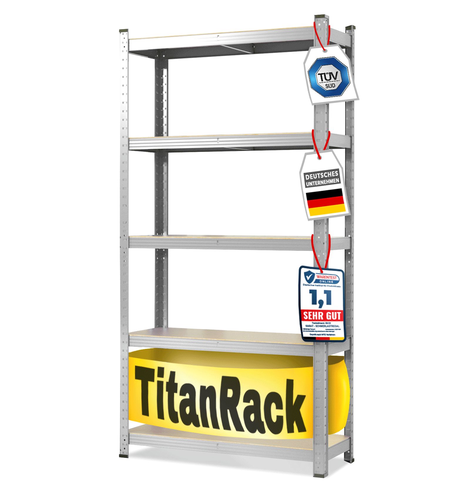 karatcommercial Schwerlastregal Grizzly | Verzinkt | H&ouml;he: 180 cm | Breite: 120 cm 