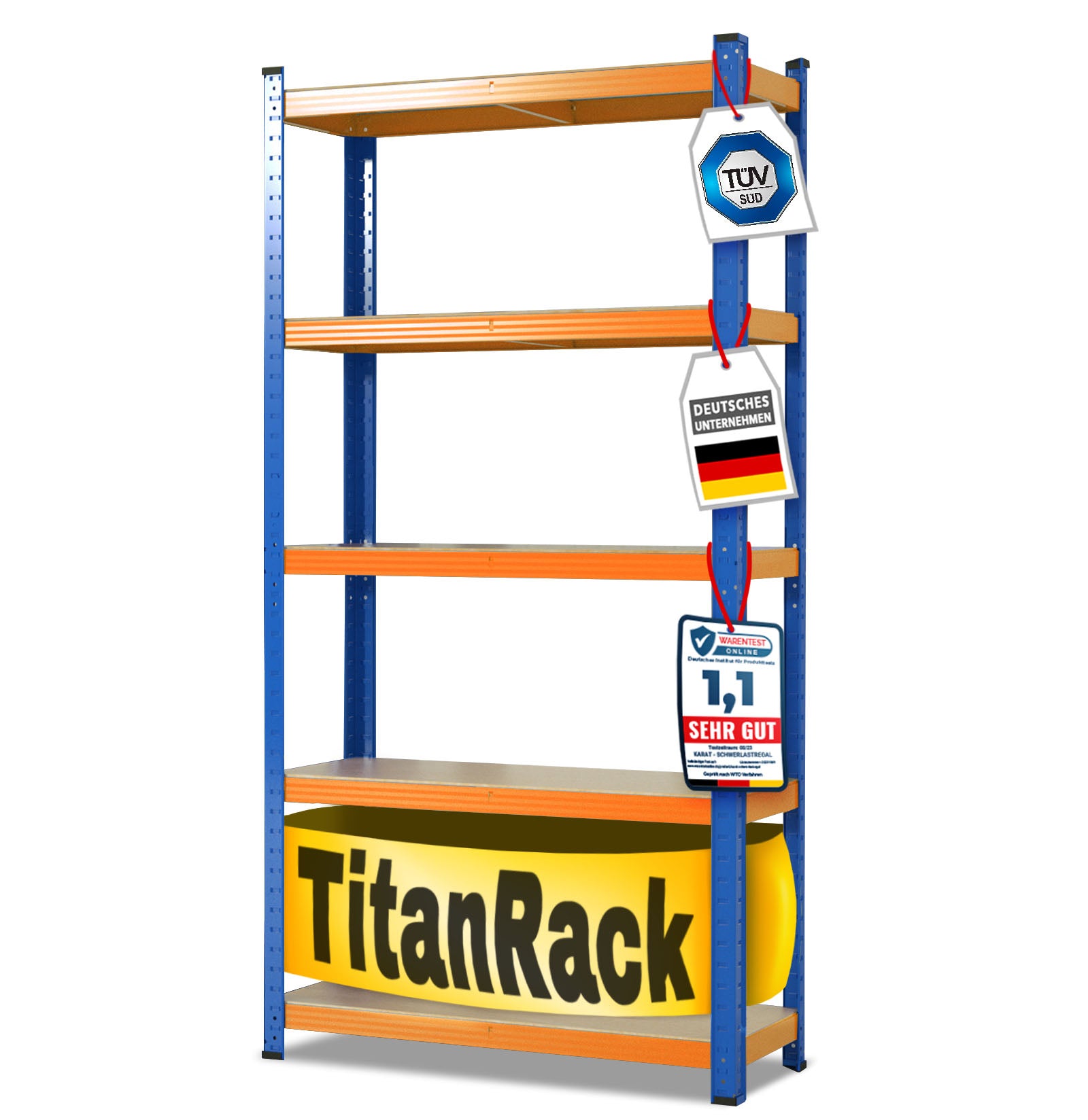 karatcommercial Schwerlastregal Grizzly | Blau-Orange | H&ouml;he: 220 cm | Breite: 90 cm 