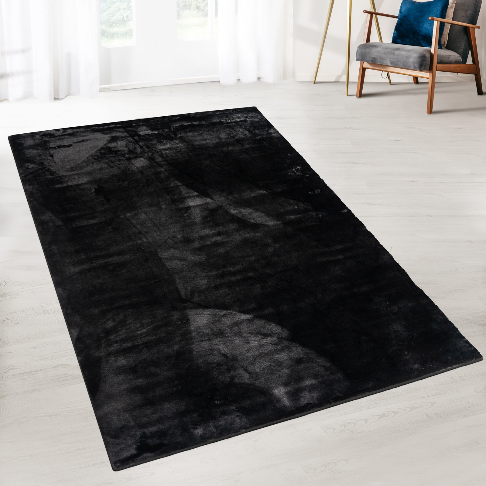 karathomeliving Hochflorteppich Soft Paradise | Schwarz 