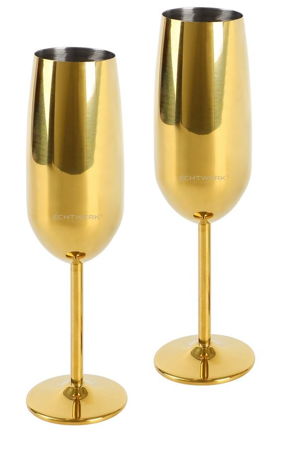 Echtwerk Sekt-/Champagnerkelch Set 2tlg - gold
