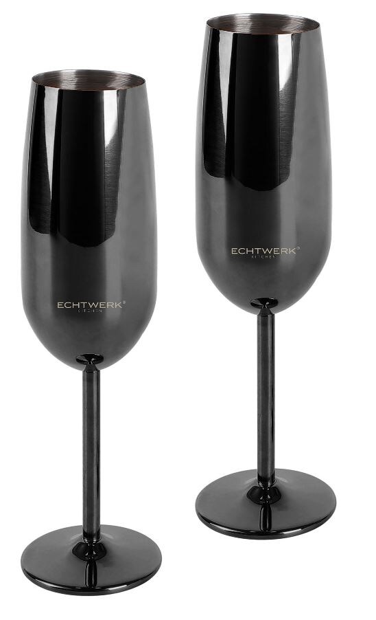 Echtwerk Sekt-/Champagnerkelch Set 2tlg - schwarz