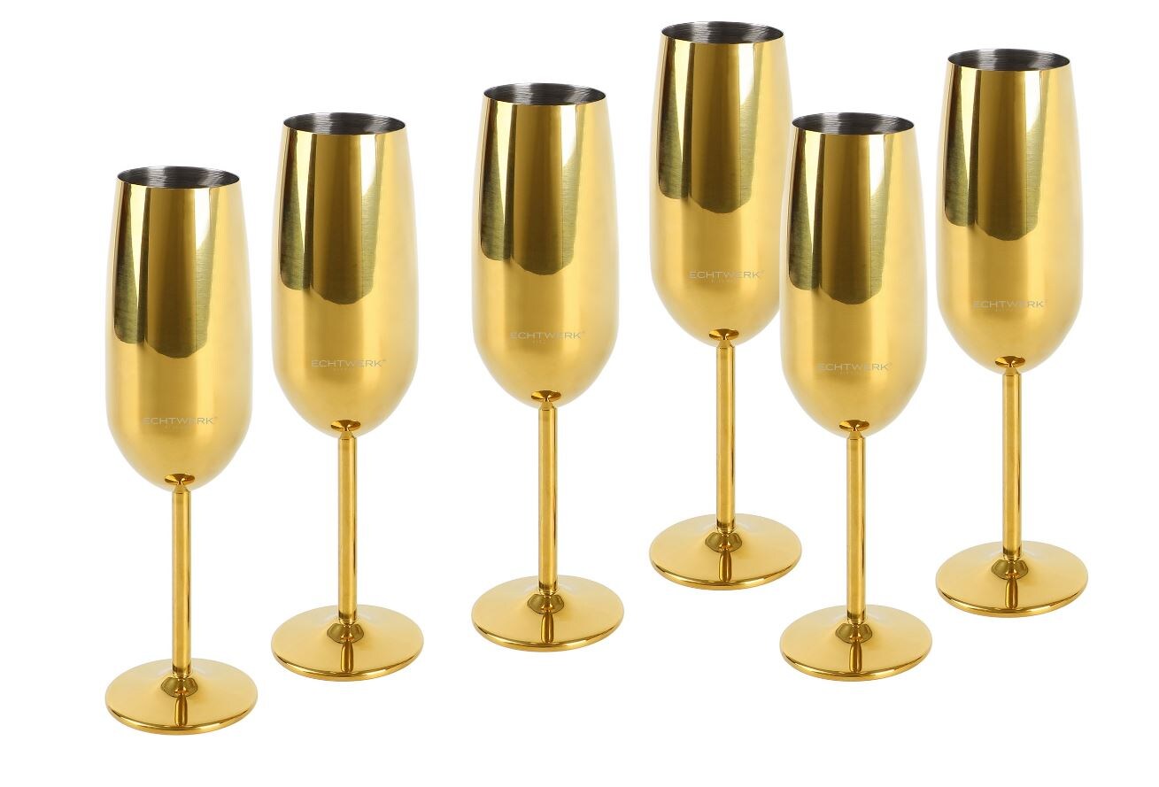 Echtwerk Sekt-/Champagnerkelch Set 6tlg - gold