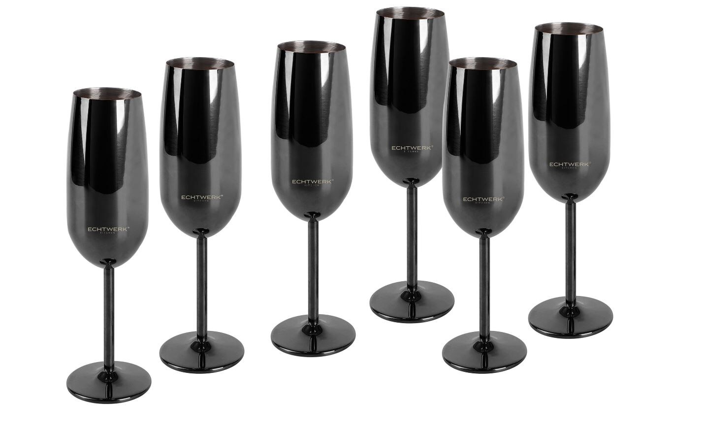 Echtwerk Sekt-/Champagnerkelch Set 6tlg - schwarz