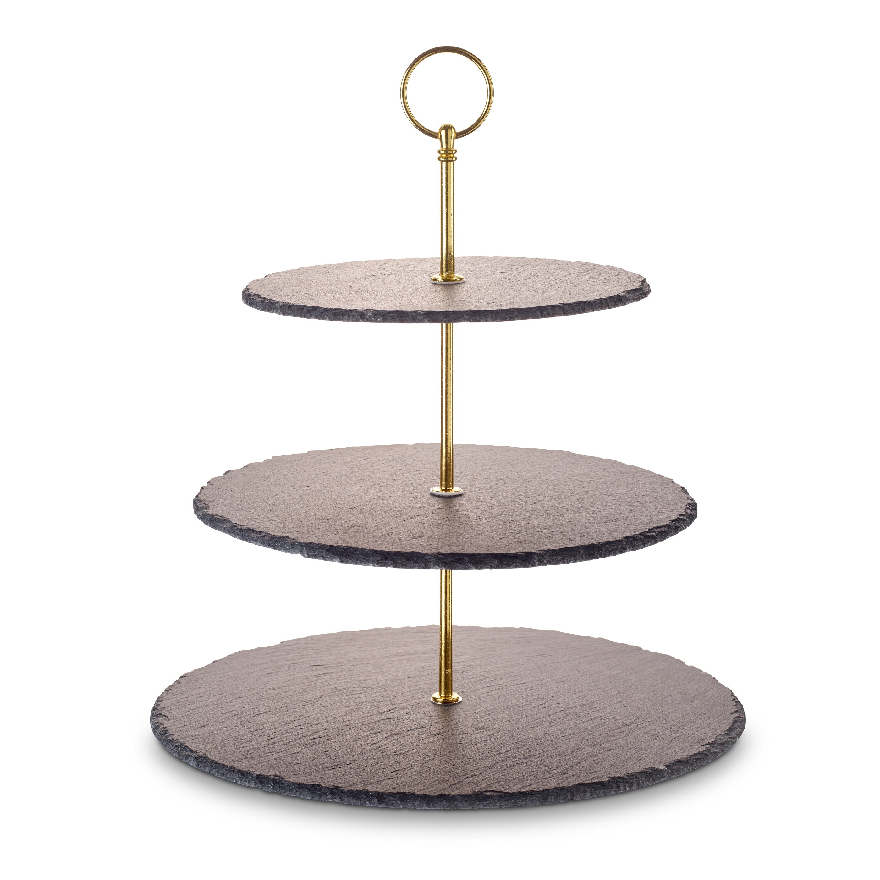 Schiefer Etagere 3-St&ouml;ckig - gold 