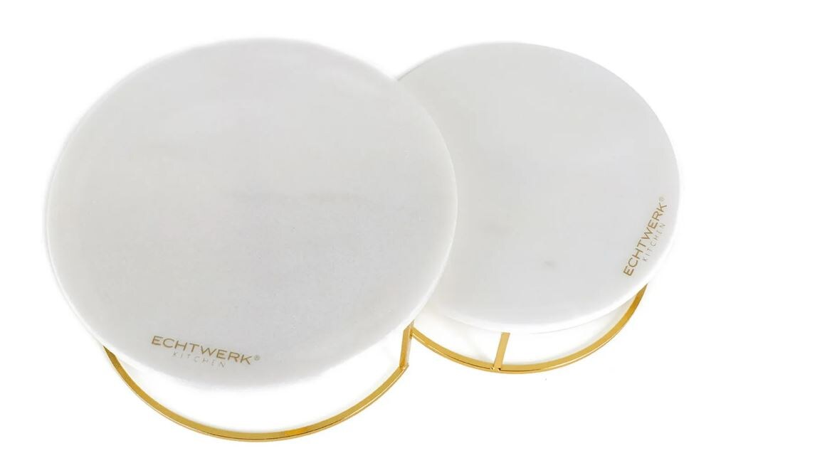 Marmor Etagere 2-Stöckig - gold