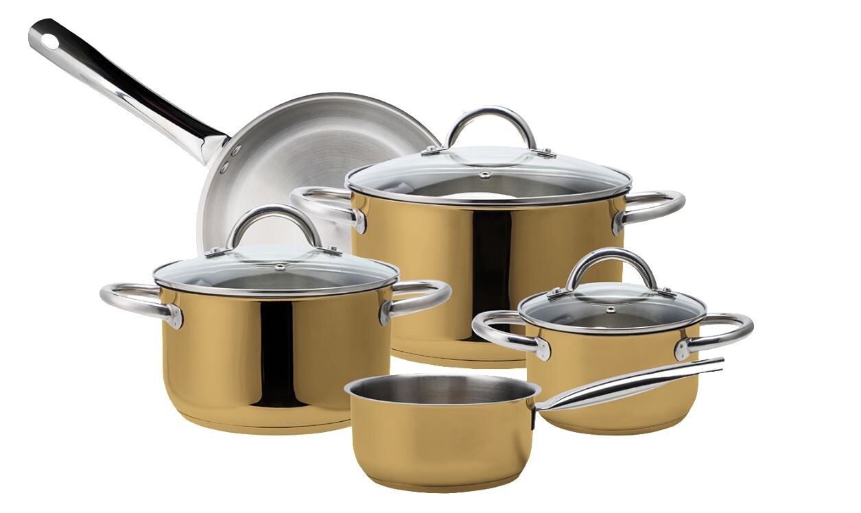 Kochtopf-Set 8tlg aus Edelstahl, gold