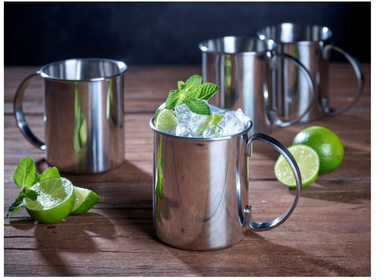 Moscow Mule Becher Set 4tlg, 1000 ml, silber