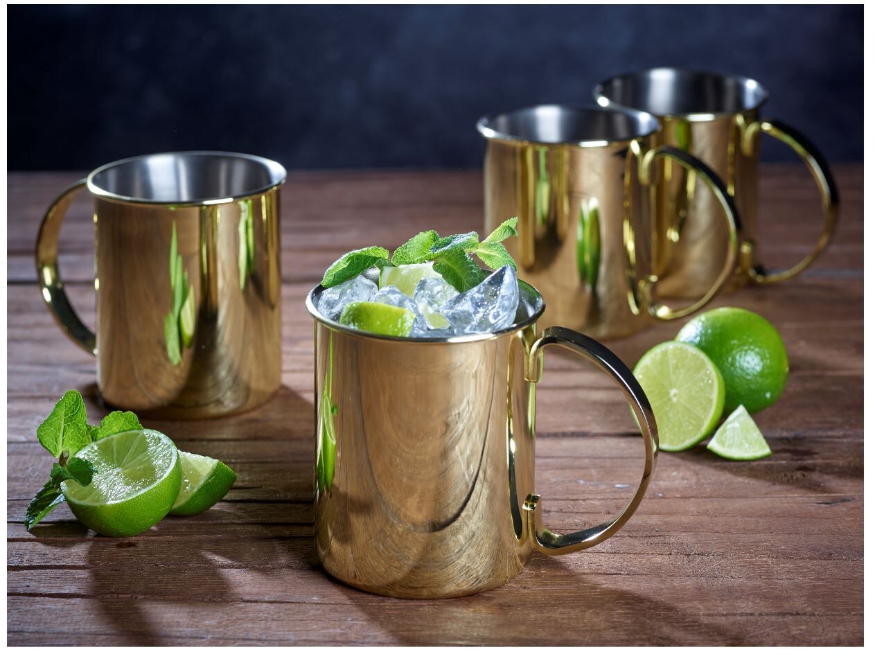 Moscow Mule Becher Set 4tlg, 1000 ml, gold