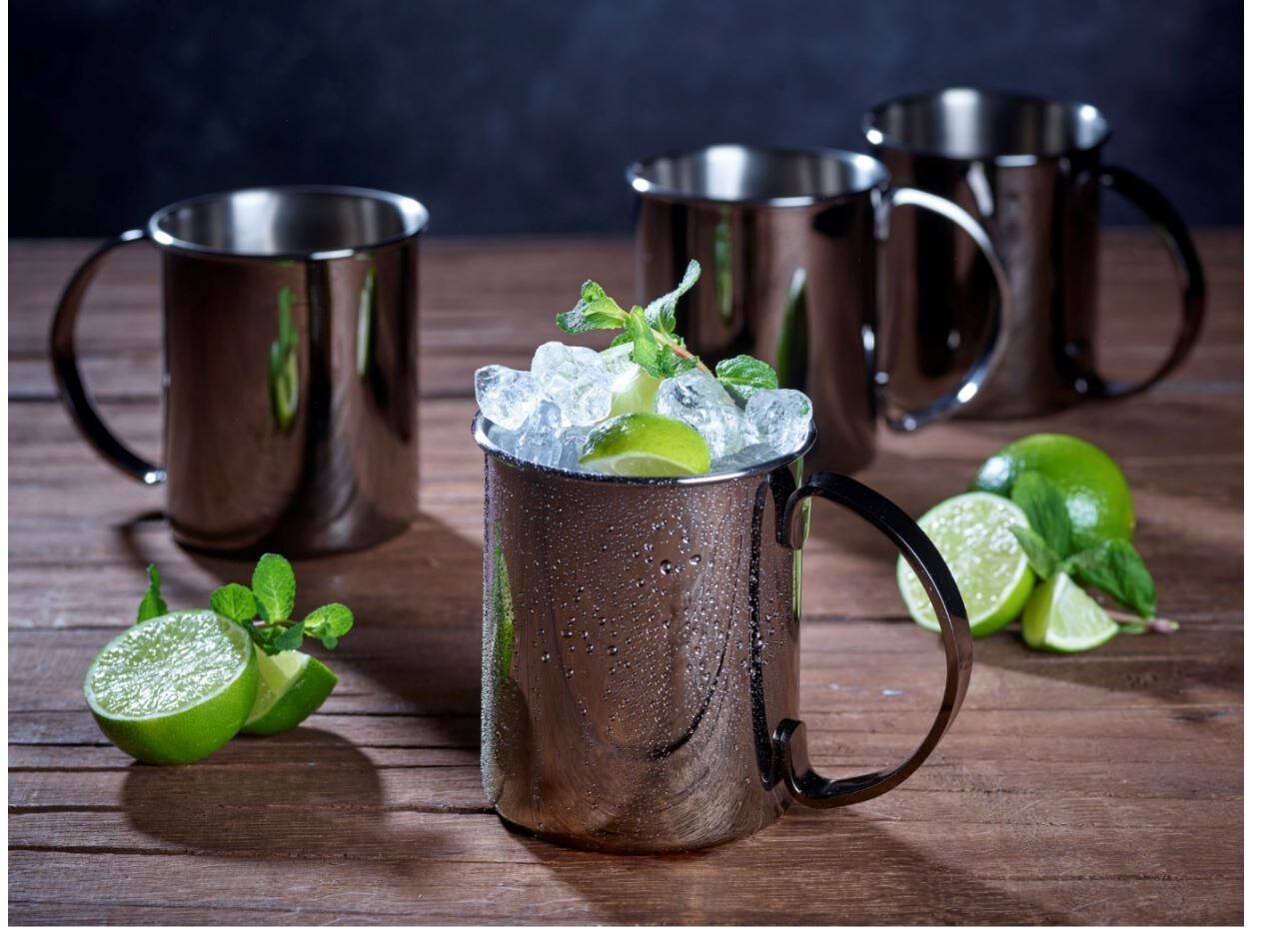 Moscow Mule Becher Set 4tlg, 1000 ml, schwarz