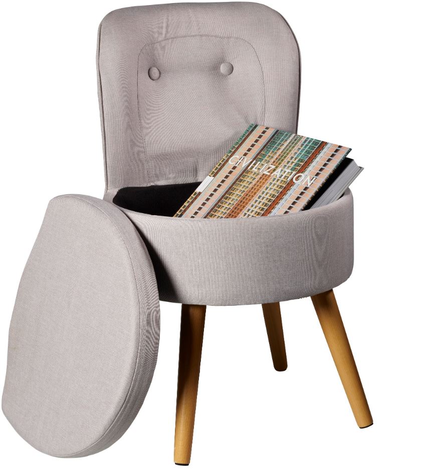 ECHTWERK Kleiner Sessel/Hocker "VINCE"  - grau 