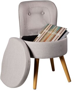 ECHTWERK Kleiner Sessel/Hocker "VINCE"  - grau 