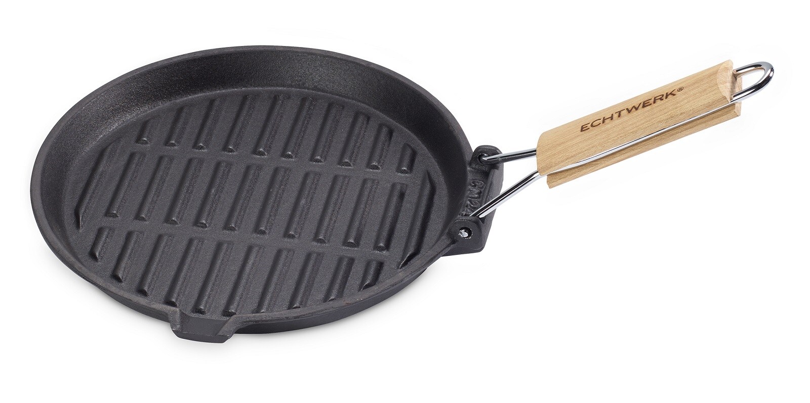 Grillpfanne aus  GUSS mit Holzgriff 23cm