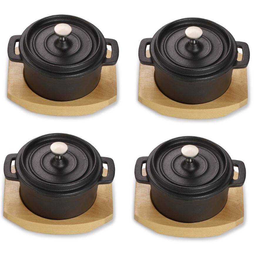 Mini-Kochtopf aus Gusseisen, 4tlg. 