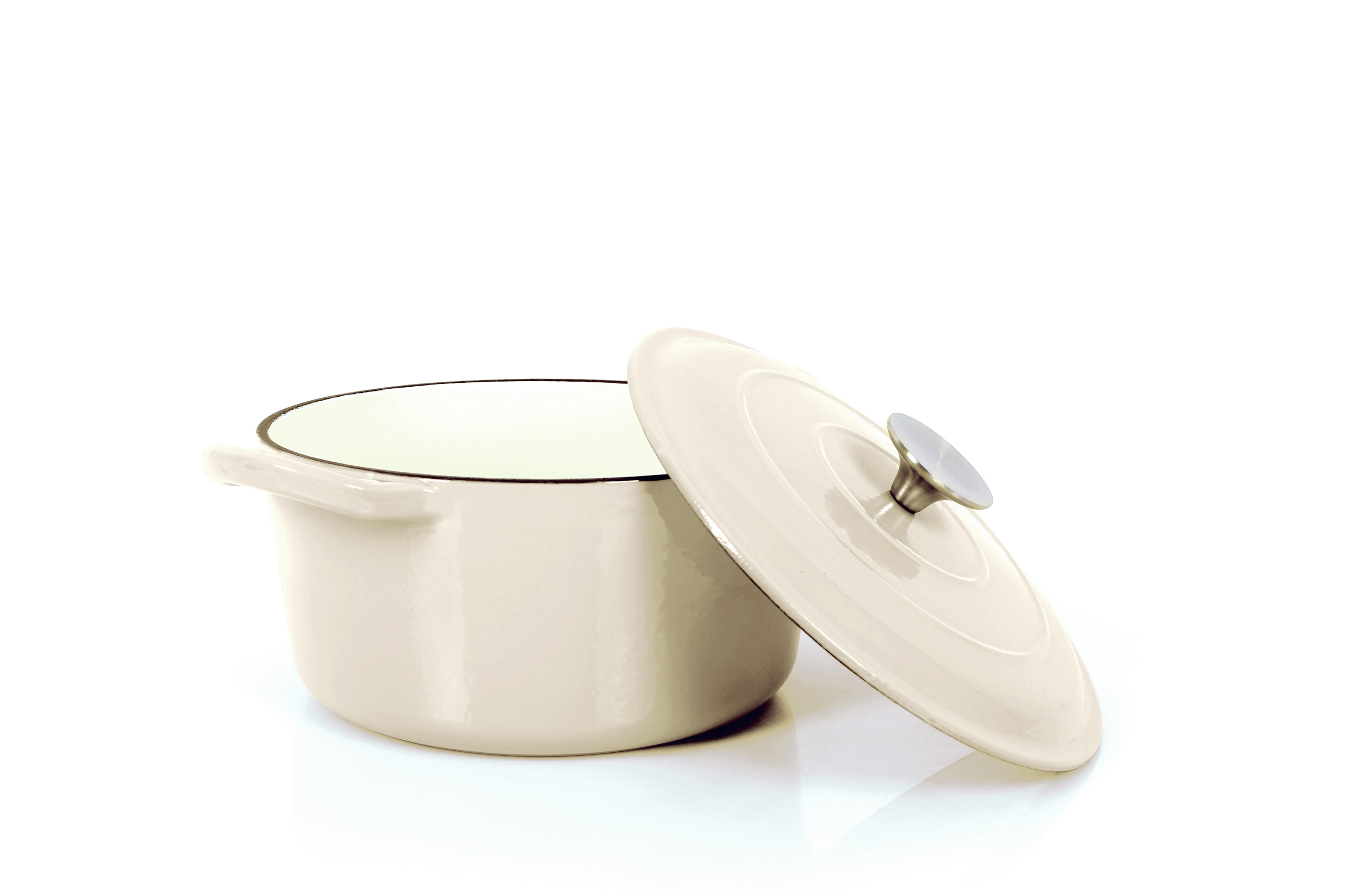 Gusseisen Koch- Schmortopf mit Deckel creme 