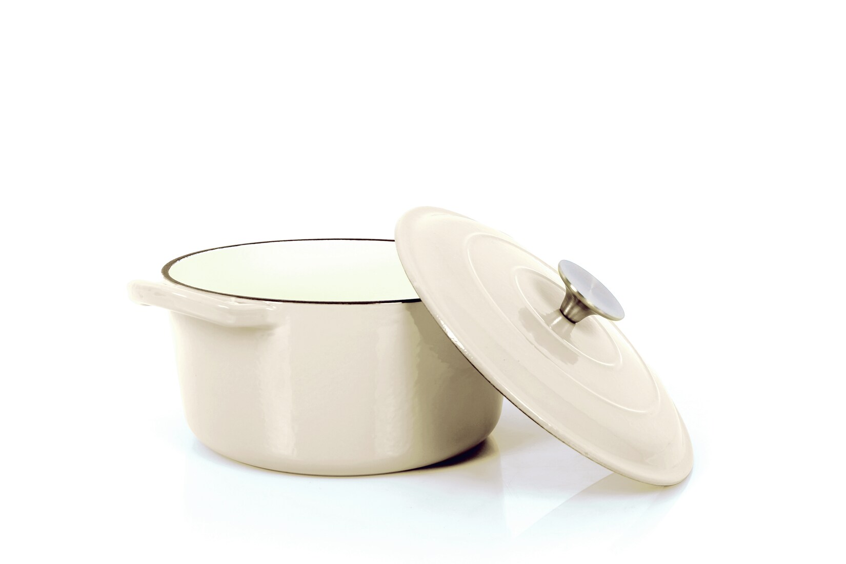 Gusseisen Koch- Schmortopf mit Deckel creme