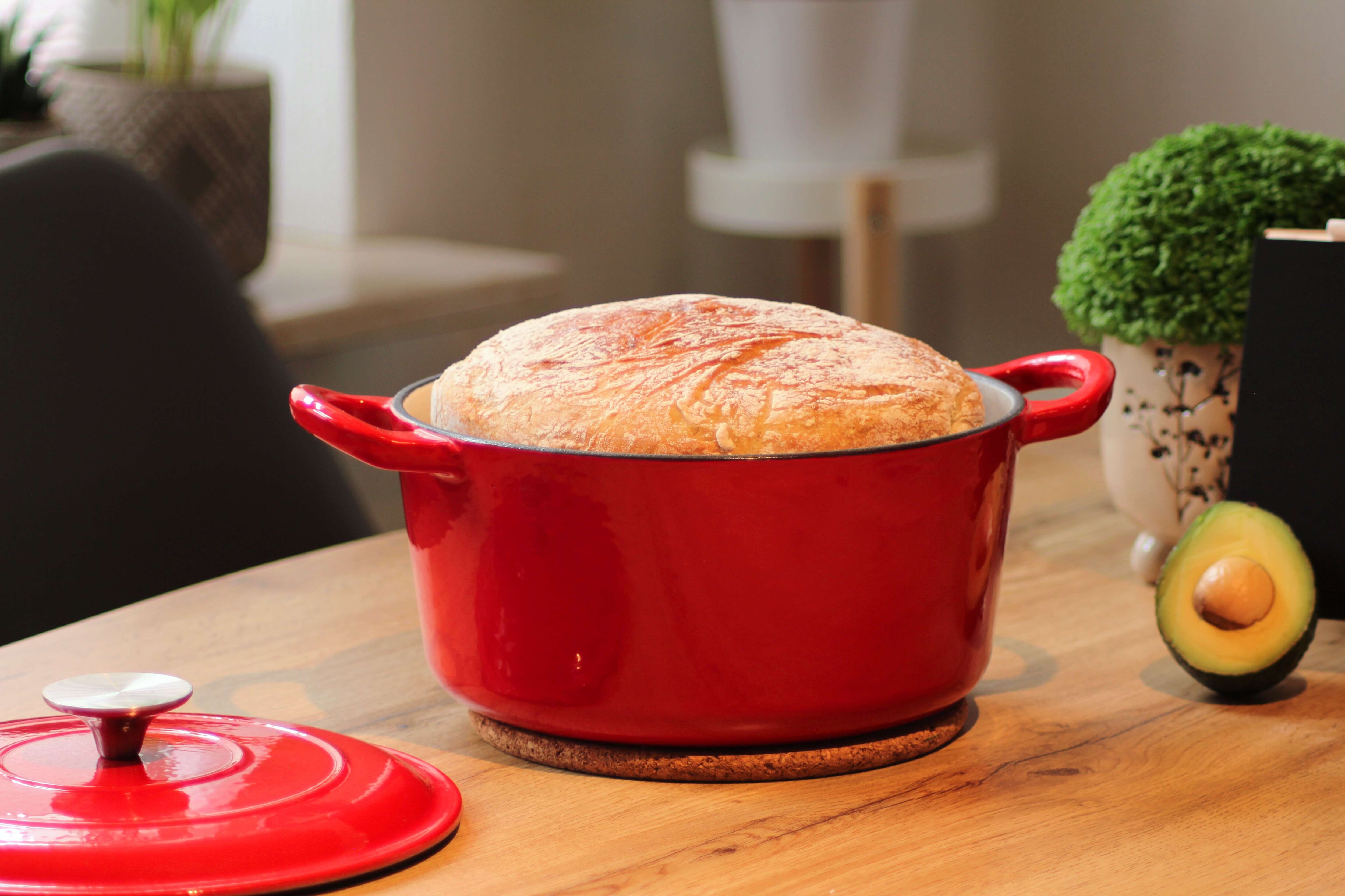 Gusseisen Koch- Schmortopf mit Deckel rot 