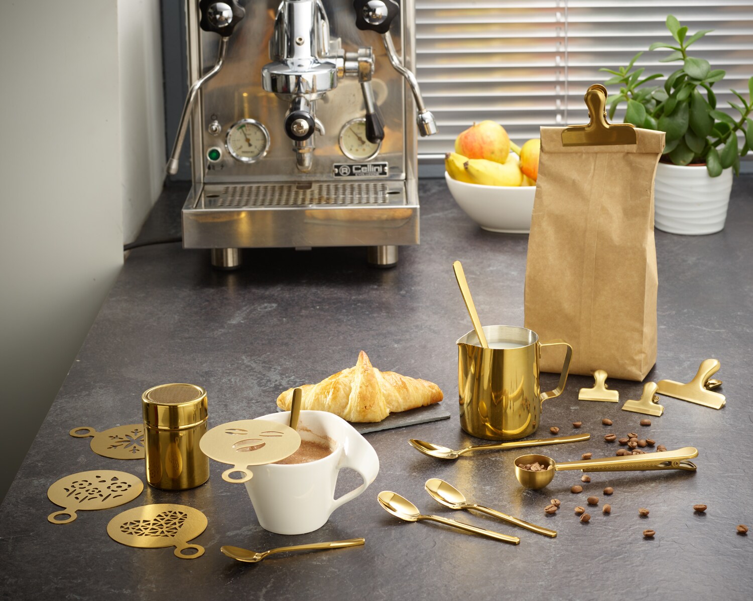 Echtwerk Kaffeezubehör-Set 23tlg, , gold