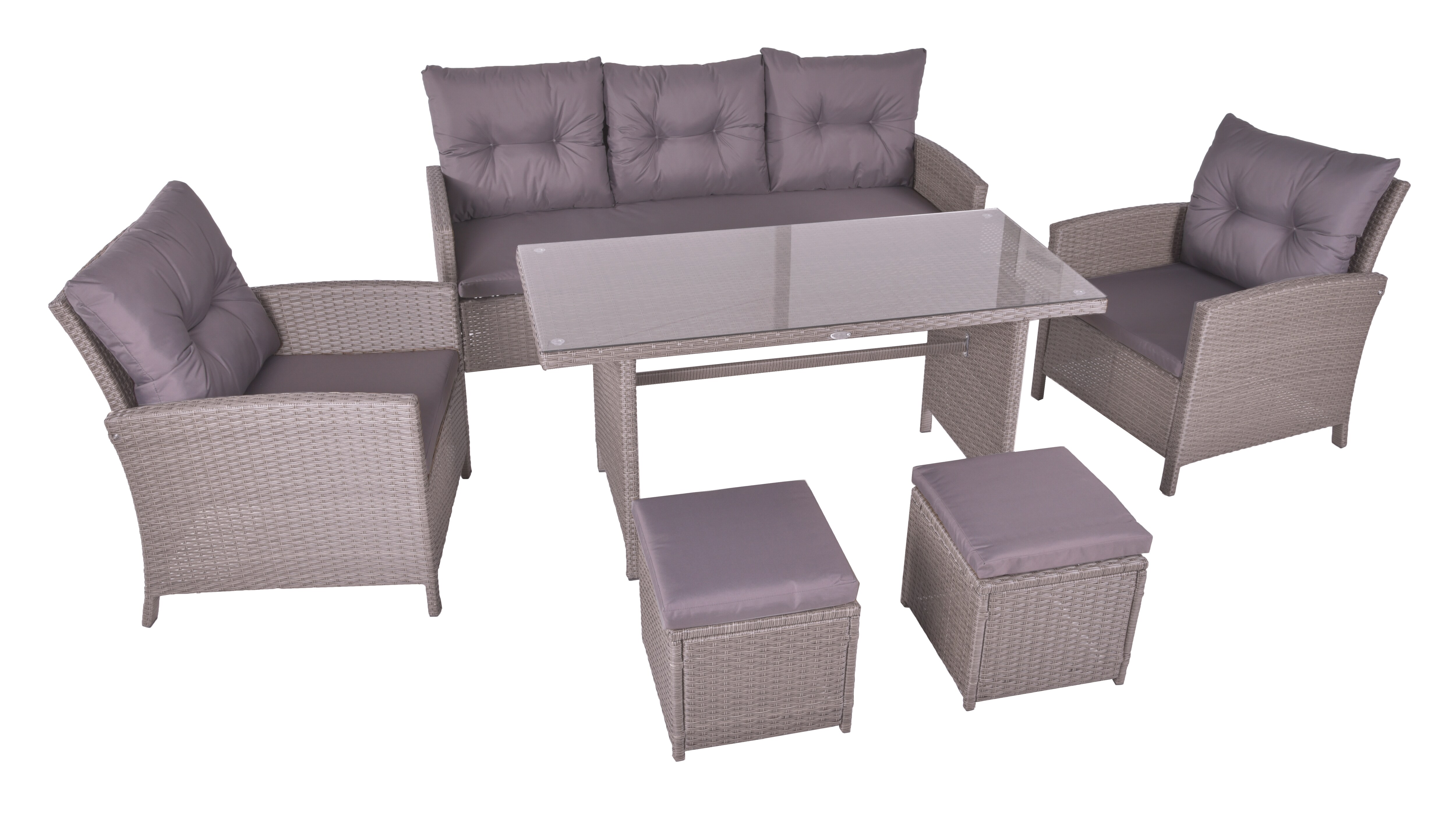 Sitzgruppe SEVILLA, 6-tlg., grau 