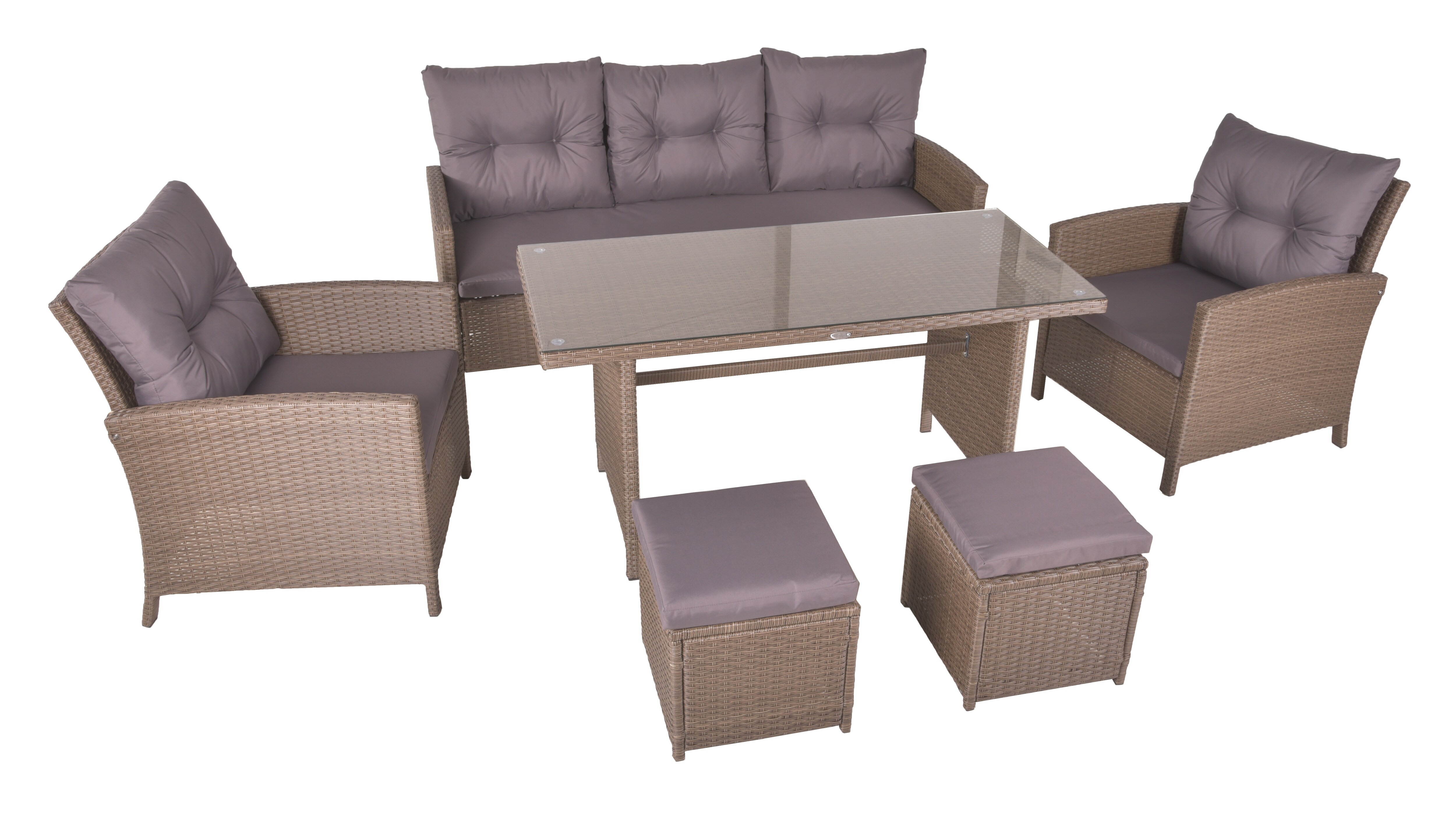 Sitzgruppe SEVILLA, 6-tlg., braun 