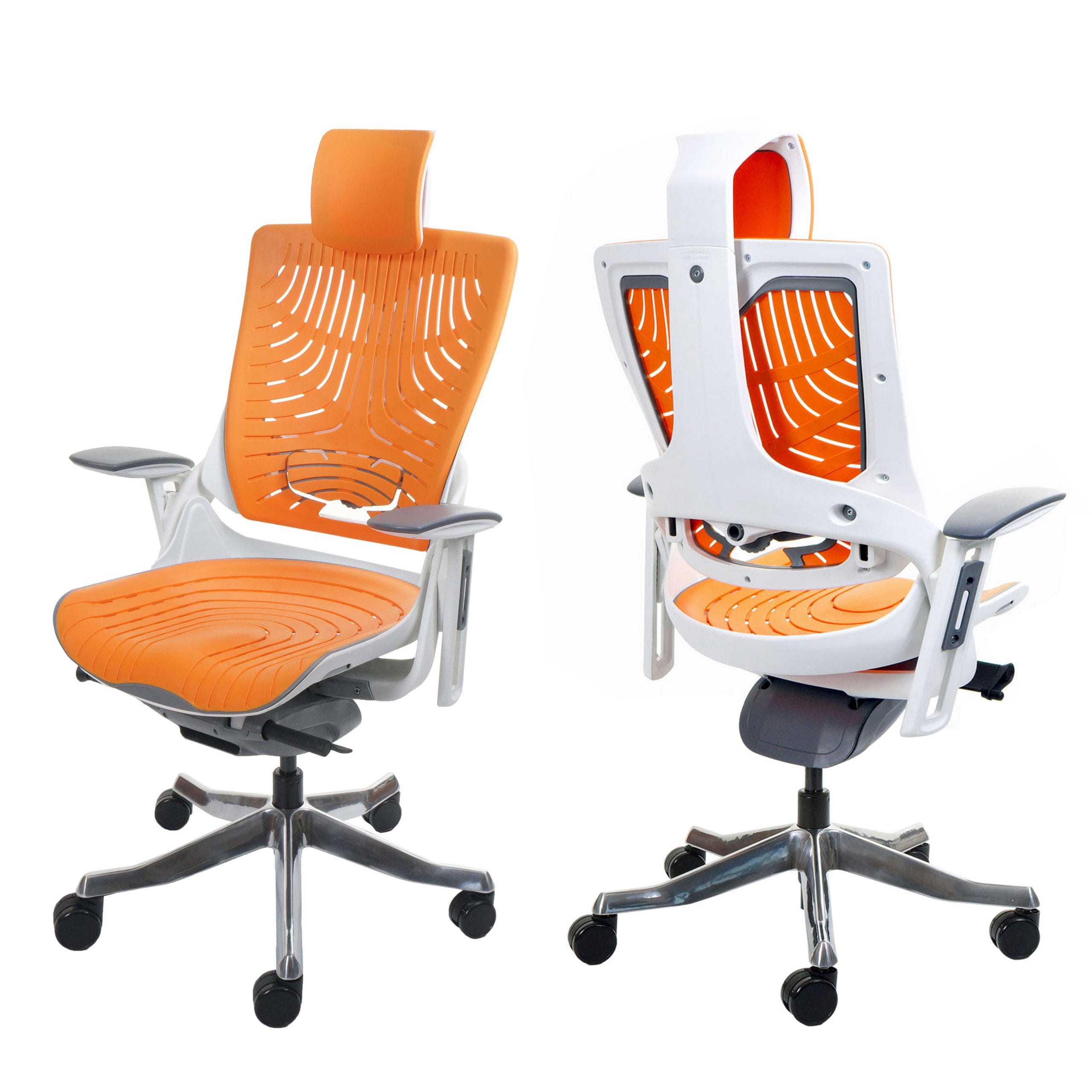 B&uuml;rostuhl MERRYFAIR Wau 2b, Schreibtischstuhl Drehstuhl, Hartschale, ergonomisch ~ orange 
