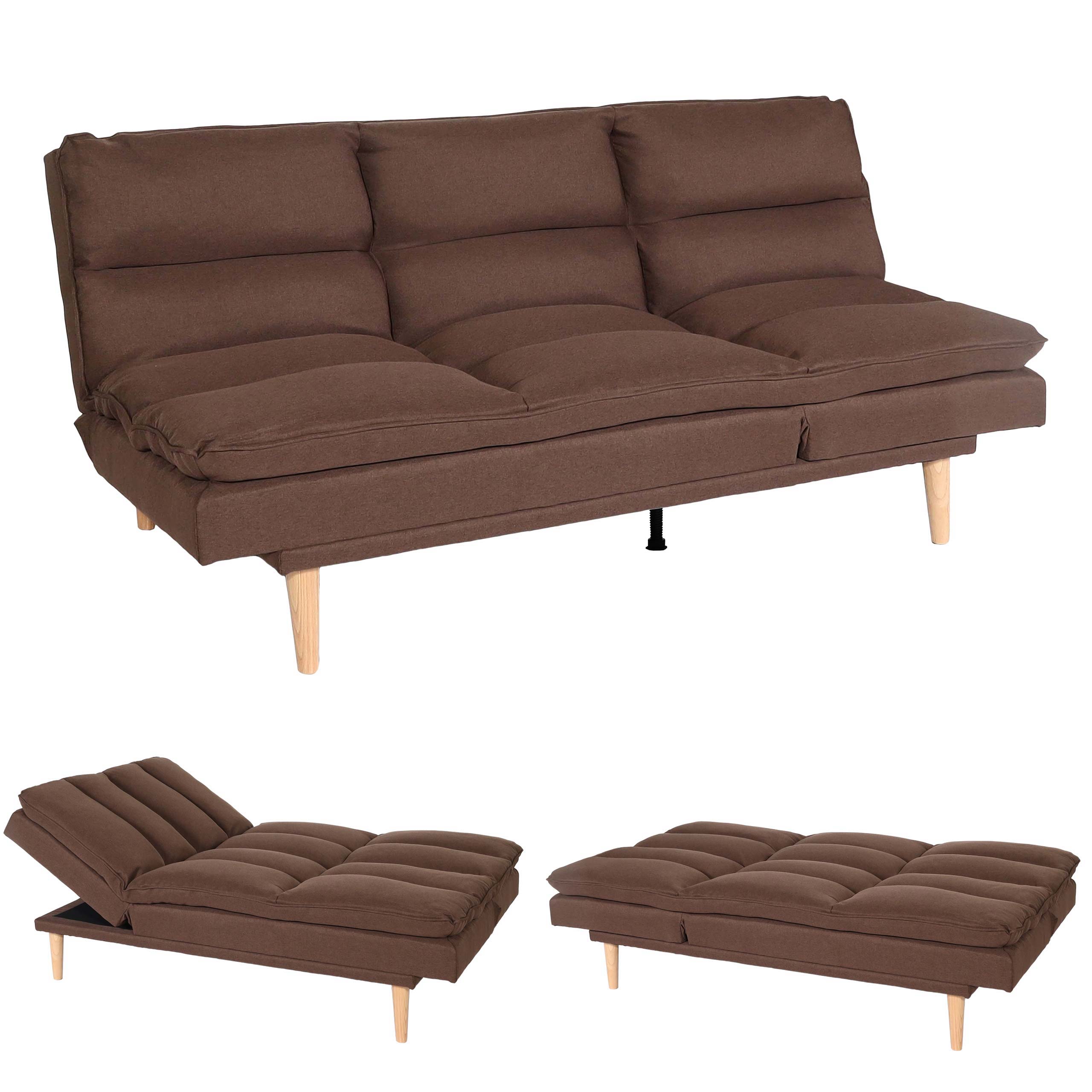 Schlafsofa MCW-M79, G&auml;stebett Schlafcouch Couch Sofa, Schlaffunktion Liegefl&auml;che 180x110cm ~ Stoff/Textil braun 