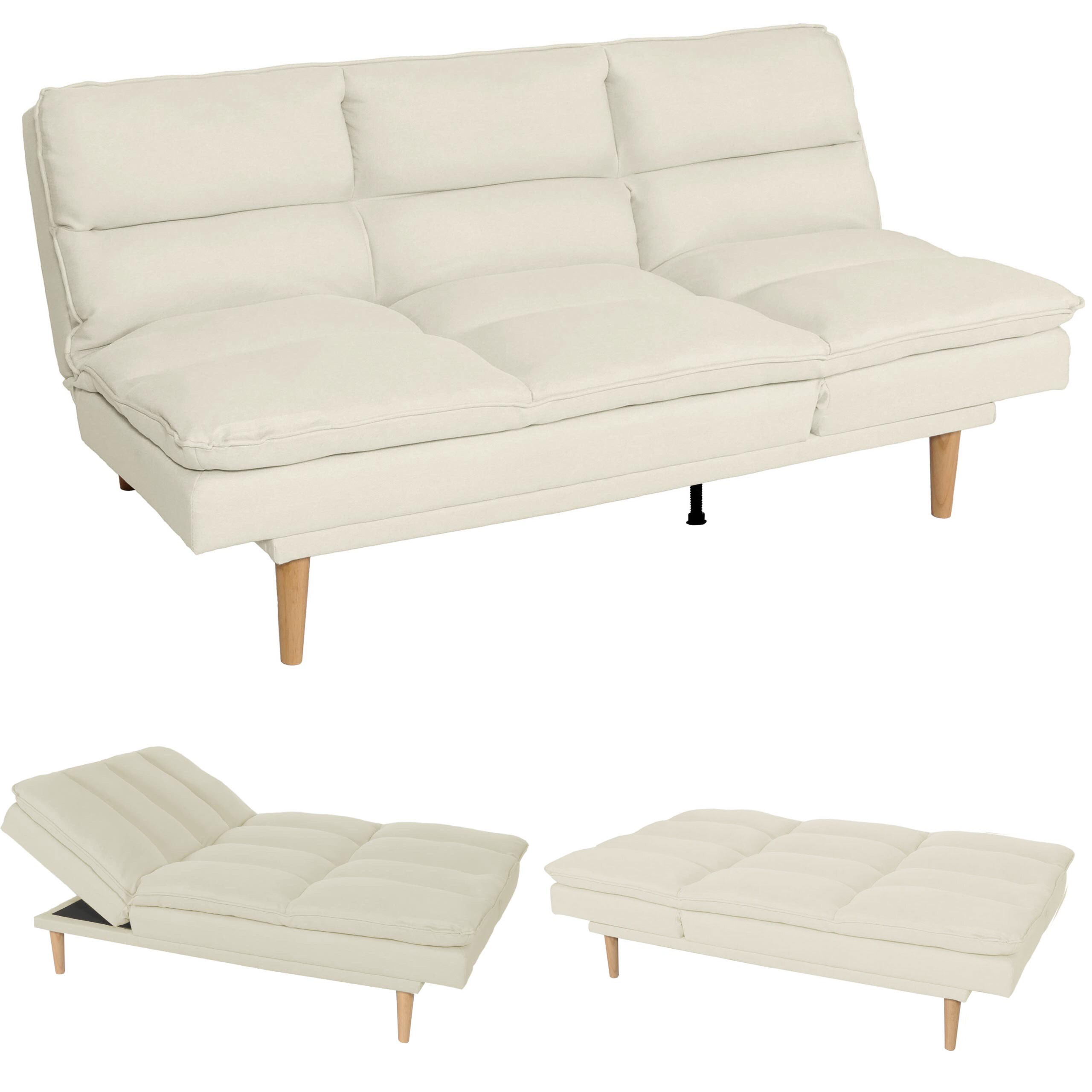 Schlafsofa MCW-M79, G&auml;stebett Schlafcouch Couch Sofa, Schlaffunktion Liegefl&auml;che 180x110cm ~ Stoff/Textil creme 