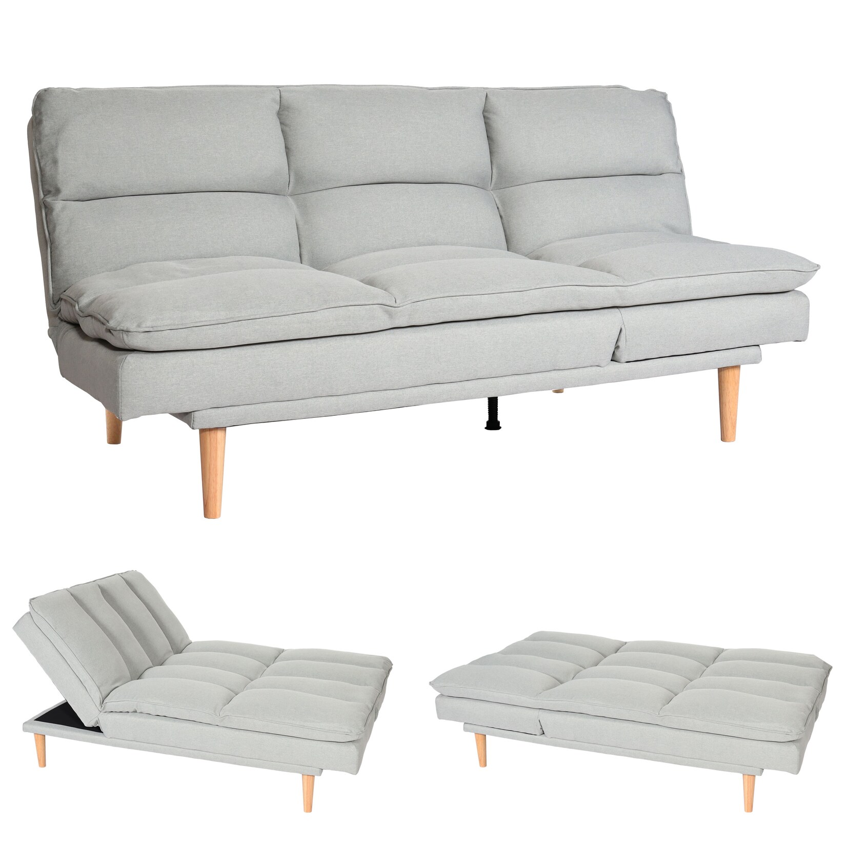 Schlafsofa MCW-M79, Gästebett Schlafcouch Couch Sofa, Schlaffunktion Liegefläche 180x110cm ~ Stoff/Textil mint-grau