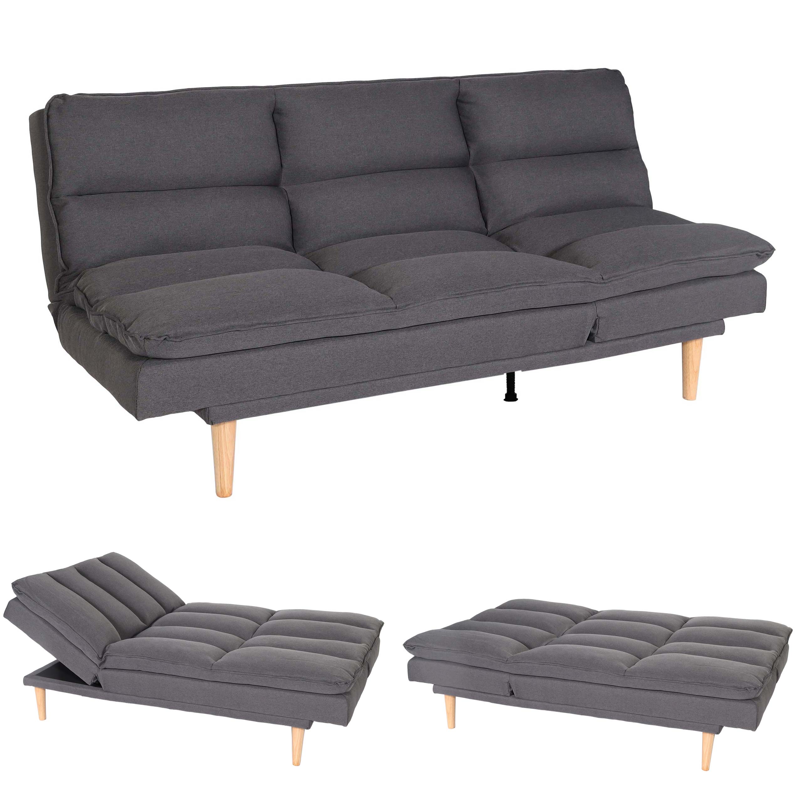 Schlafsofa MCW-M79, G&auml;stebett Schlafcouch Couch Sofa, Schlaffunktion Liegefl&auml;che 180x110cm ~ Stoff/Textil dunkelgrau 