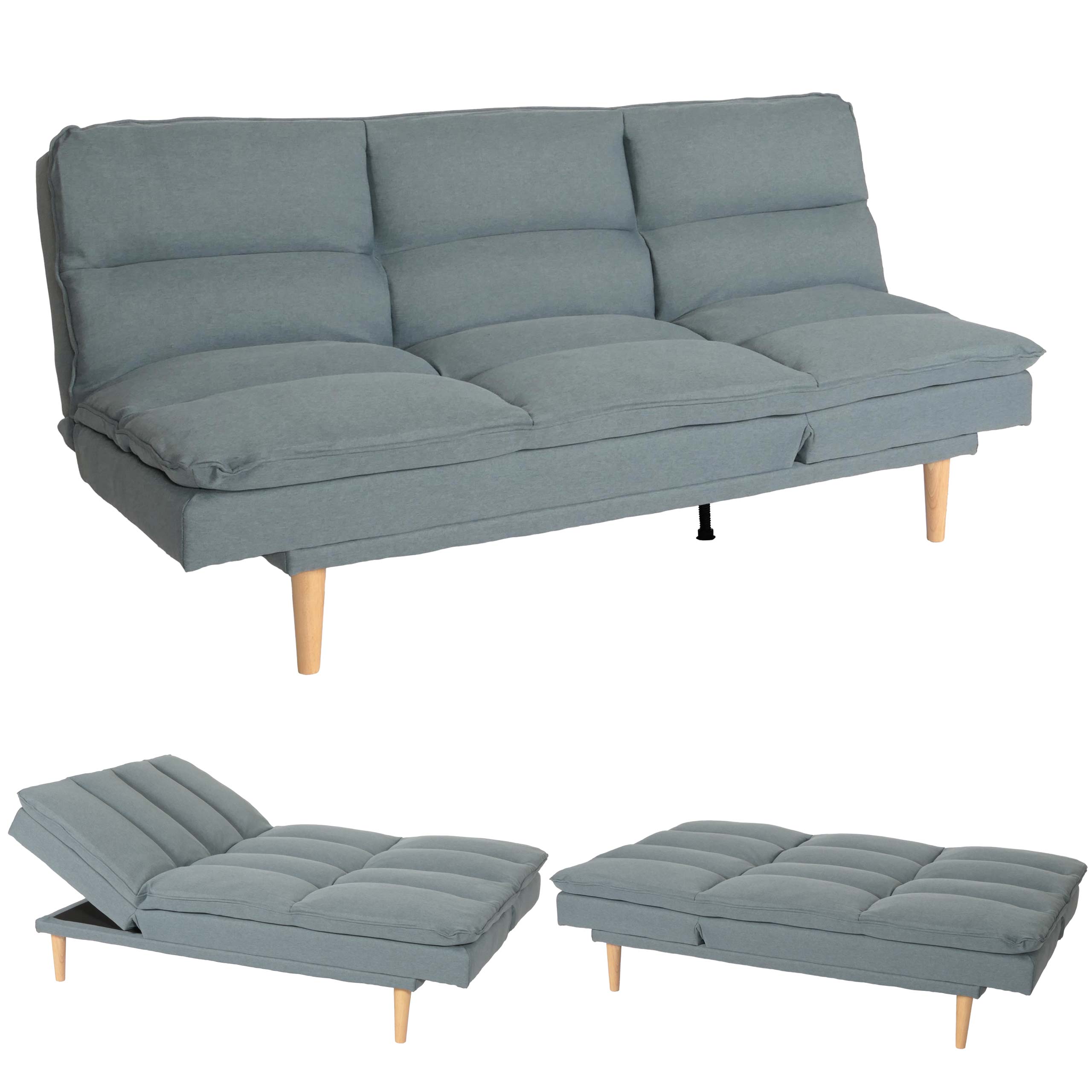Schlafsofa MCW-M79, G&auml;stebett Schlafcouch Couch Sofa, Schlaffunktion Liegefl&auml;che 180x110cm ~ Stoff/Textil blau-grau 