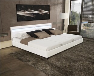 HOME DELUXE LED Familienbett Nube mit Schubladen 270x200cm - versch. Ausführungen - ohne Matratze - Weiß 