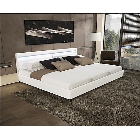 HOME DELUXE LED Bett Nube mit Schubladen 270x200cm - versch. Ausführungen - ohne Matratze - Weiß 