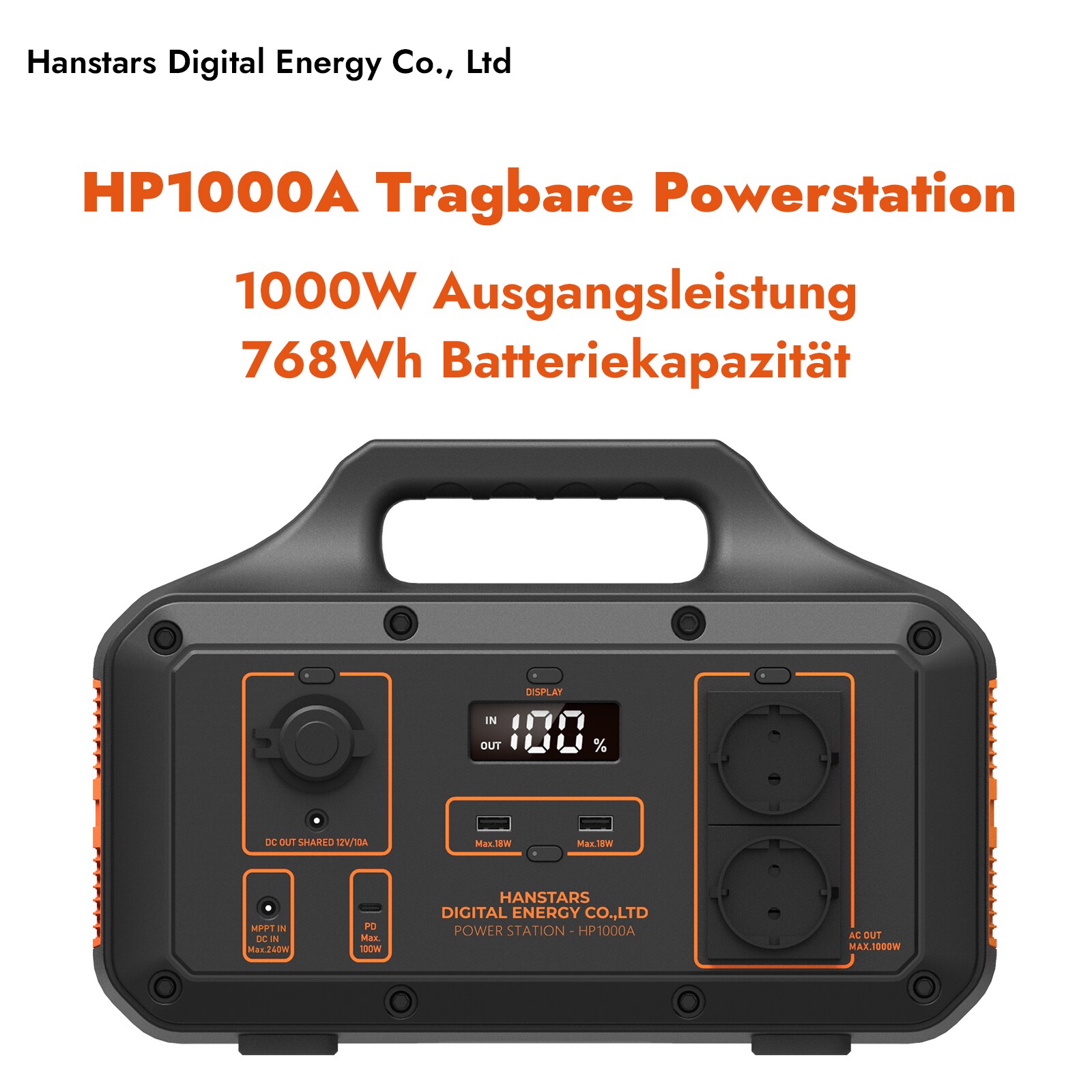 Hanstars Tragbare Powerstation: 1000W/768Wh 