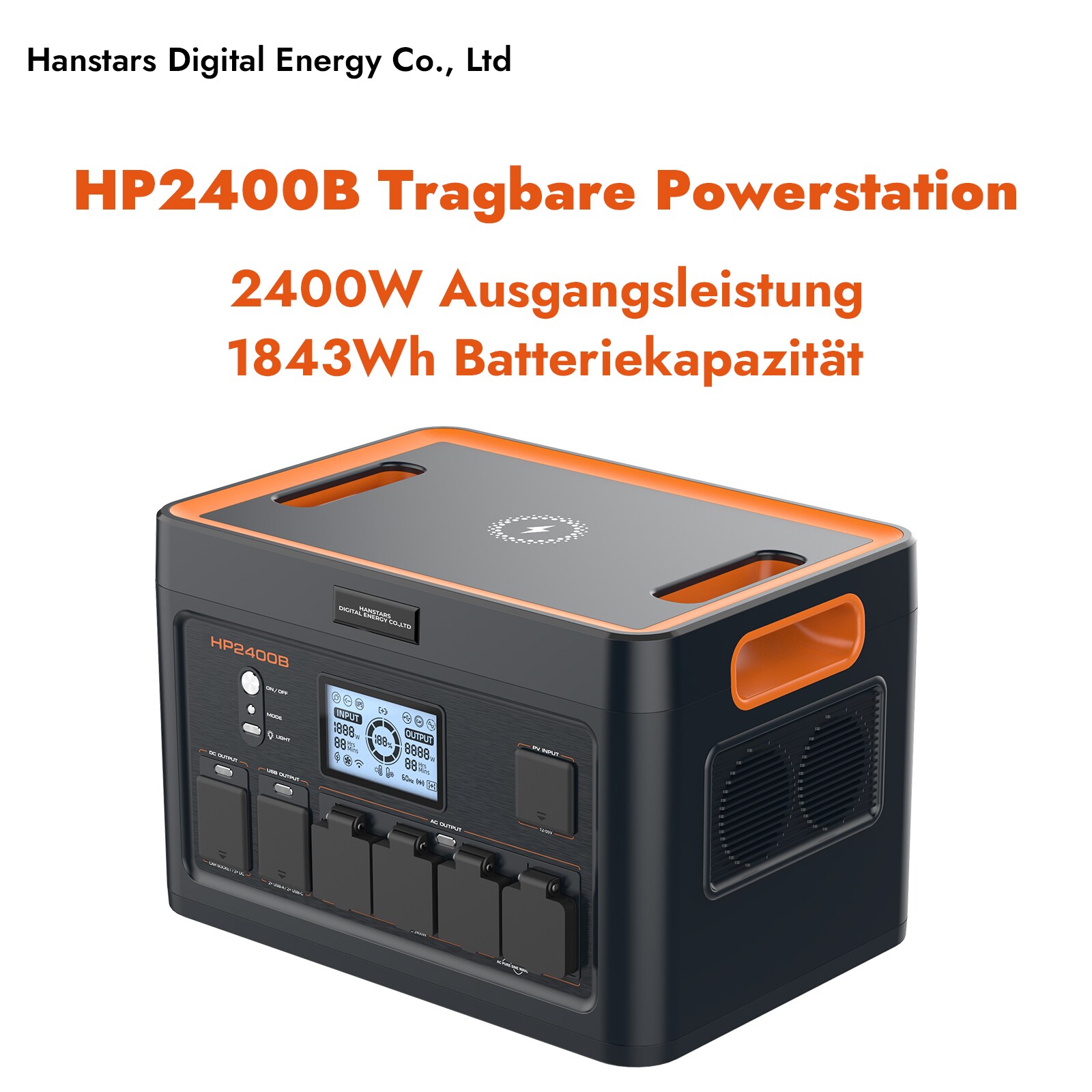 Hanstars Tragbare Powerstation: 2400W/1843Wh