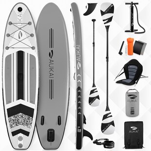 Stand Up Paddle Board "AUKAI Pro" mit Kajak-Sitz grau 